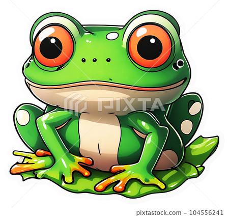 cute little frog sitting on a lotus leaf cute little frog sitting on a lotus leaf 104556241