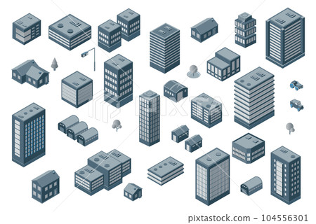 There set are many urban 3D buildings in different colors for creativity There set are many urban 3D buildings in different colors for creativity 104556301