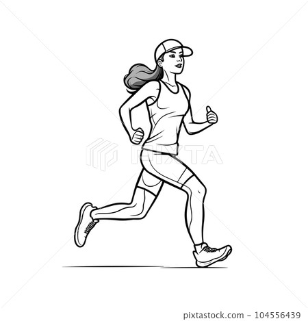 Runner hand-drawn illustration. Runner. Vector doodle style cartoon illustration 104556439