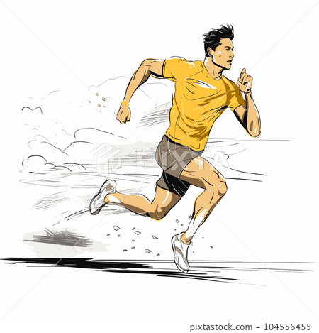 Runner hand-drawn illustration. Runner. Vector doodle style cartoon illustration 104556455
