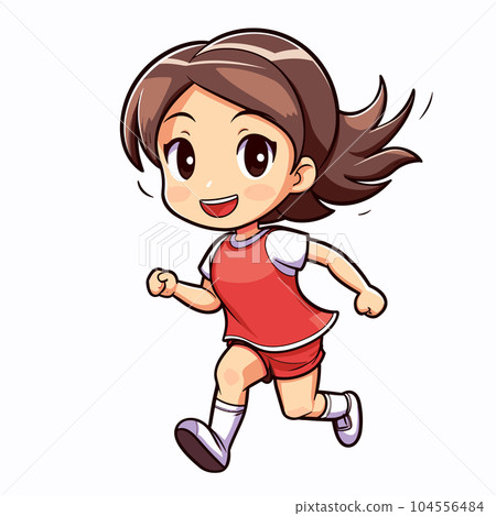 Female runner hand-drawn illustration. Female runner. Vector doodle style cartoon illustration Female runner hand-drawn illustration. Female runner. Vector doodle style cartoon illustration 104556484
