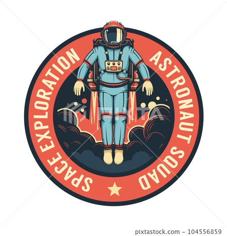 Ascending in smoke astronaut in spacesuit 104556859