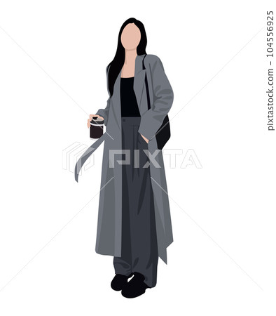 Beautiful and cute girl in stylish and fashionable clothes on a white background. Vector illustration in a flat style. 104556925