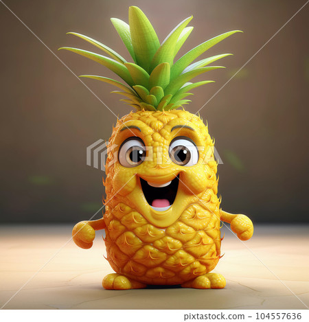 Cute Pineapple Happy Cartoon Character Cute Pineapple Happy Cartoon Character 104557636