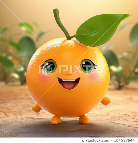 Cute Orange Fruit Happy Cartoon Character 104557644