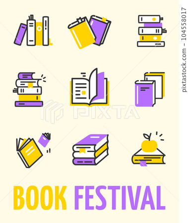Book Festival Invitation Placard Poster Banner Card Template. Vector 104558017