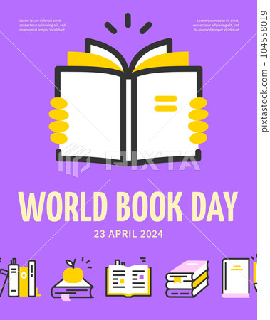 World Book Day Invitation Placard Poster Banner Card Template. Vector 104558019