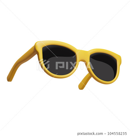 Realistic 3d yellow sunglasses on white background. Summertime object. Vector illustration. 104558235