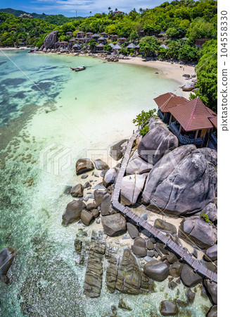 Aerial view of Freedom Beach and Taa Toh Lagoon Beach in koh Tao, Thailand 104558330