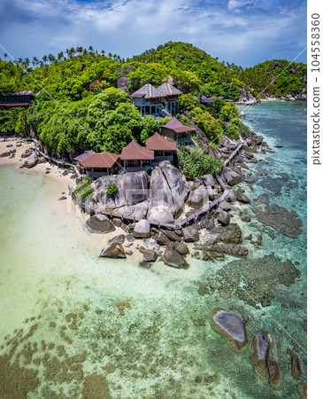 Aerial view of Freedom Beach and Taa Toh Lagoon Beach in koh Tao, Thailand 104558360
