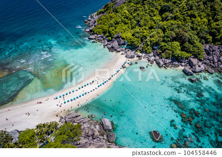Aerial view of Koh Nang Yuan island in koh Tao, Thailand 104558446
