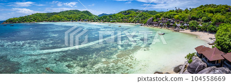 Aerial view of Freedom Beach and Taa Toh Lagoon Beach in koh Tao, Thailand Aerial view of Freedom Beach and Taa Toh Lagoon Beach in koh Tao, Thailand 104558669
