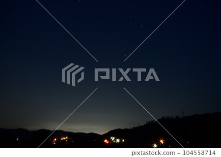 Nagasaka-cho, Hokuto City, Antares (Scorpio) rising above Mt. Fuji 104558714