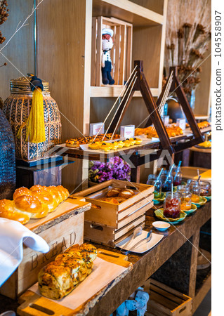 Breakfast with chocolate fountain at a resort in Hua Hin, Thailand 104558907