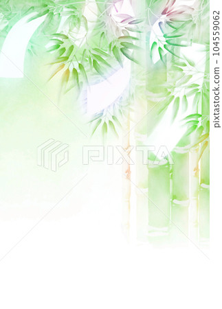 Bamboo grove swaying in the wind and strips watercolor painting 104559062