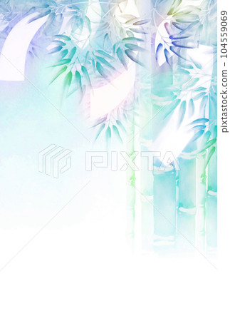 竹林隨風搖曳,條狀水彩畫 竹林隨風搖曳,條狀水彩畫 104559069