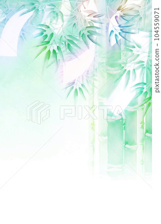 Bamboo grove swaying in the wind and strips watercolor painting 104559071