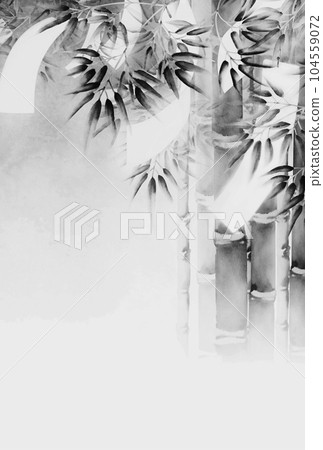 Bamboo grove swaying in the wind and strips of paper ink 104559072