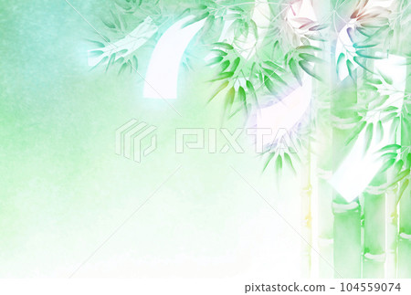 竹林隨風搖曳，條狀水彩畫 104559074