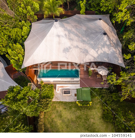 Aerial view of a luxury glamping in Khao Yai, Nakhon Ratchasima, Thailand 104559141