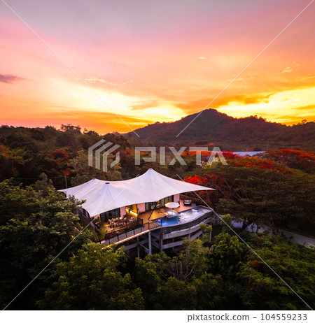 Aerial view of a luxury glamping in Khao Yai, Nakhon Ratchasima, Thailand Aerial view of a luxury glamping in Khao Yai, Nakhon Ratchasima, Thailand 104559233