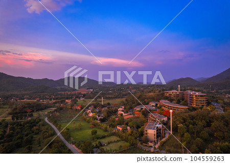 Aerial view of a luxury glamping in Khao Yai, Nakhon Ratchasima, Thailand Aerial view of a luxury glamping in Khao Yai, Nakhon Ratchasima, Thailand 104559263