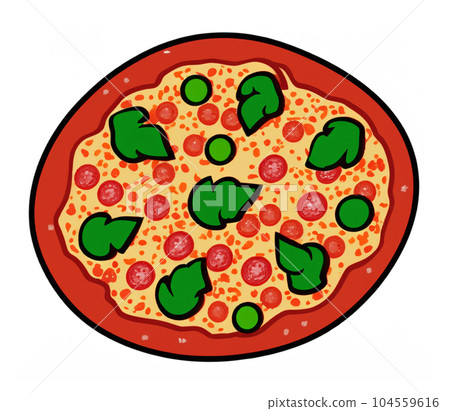 illustration of pepperoni pizza isolated on white background 104559616