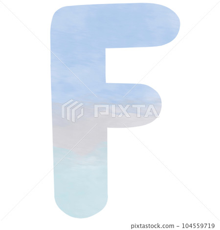 Letter F hand drawn watercolor texture 104559719