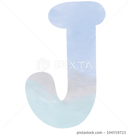 Letter J hand drawn watercolor texture 104559723