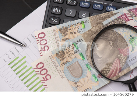Stack of polish money business composition 104560279