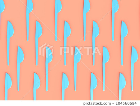 Set of disposable utensils like knife on monochrome background. Set of disposable utensils like knife on monochrome background. 104560684