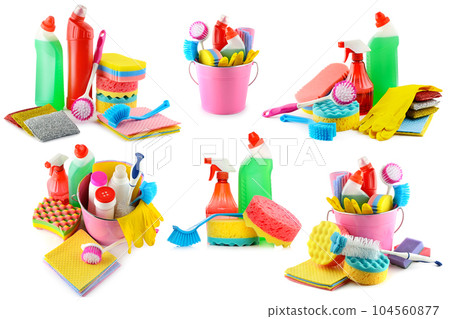 Set various detergents isolated on white Set various detergents isolated on white 104560877