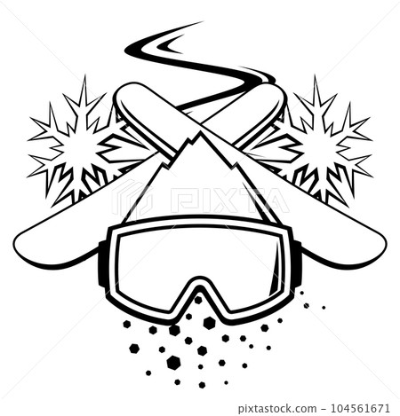 Emblem with snowboarding symbols. Winter sport label or emblem. Emblem with snowboarding symbols. Winter sport label or emblem. 104561671
