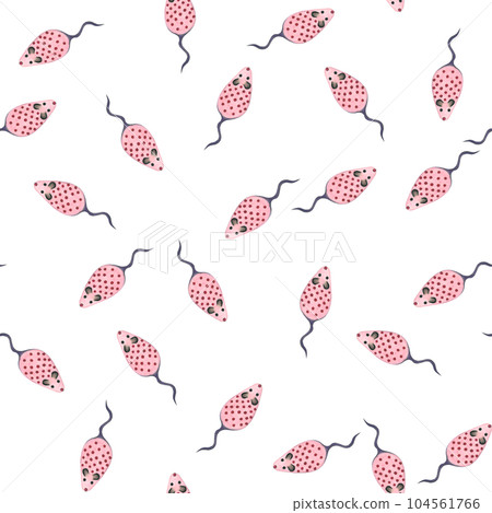 The watercolor illustration of pink mice is made by hand. Seamless pattern on a transparent background The watercolor illustration of pink mice is made by hand. Seamless pattern on a transparent background 104561766