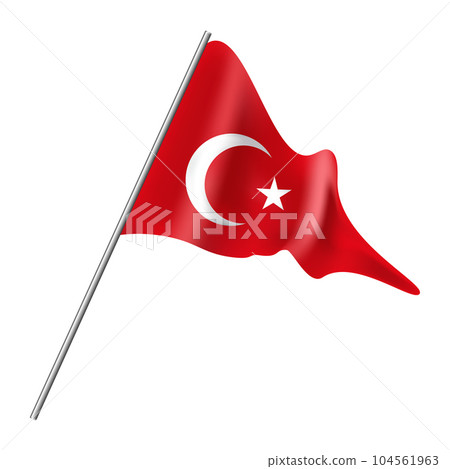 Turkish flag on a pole. Realistic waving Turkish flag on a white background. vector gradient 104561963