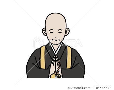 一個和尚雙手合十的插圖 一個和尚雙手合十的插圖 104563578