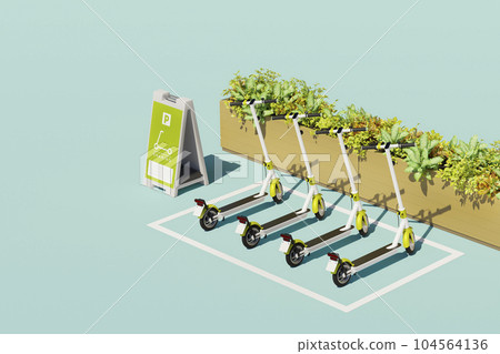 Image of electric scooter port / bicycle parking station / bike sharing / urban electric mobility 104564136