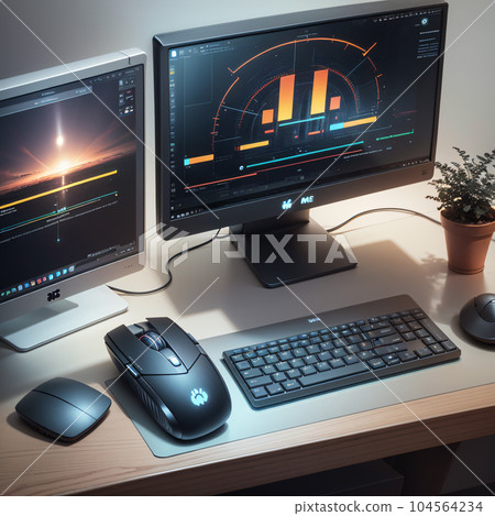 AI image Personal computer Image of desk work AI image Personal computer Image of desk work 104564234