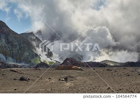 White Island Volcano Steaming Crater 104564774