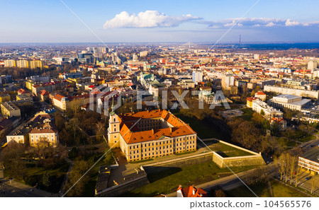 Aerial view of Rzeszow with Lubomirski castle, Poland Aerial view of Rzeszow with Lubomirski castle, Poland 104565576