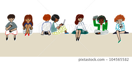 children sitting in line 104565582