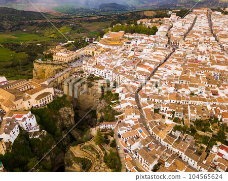 Ronda landscape and buildings with Puente Nuevo Bridge, Andalusia, Spain 104565624