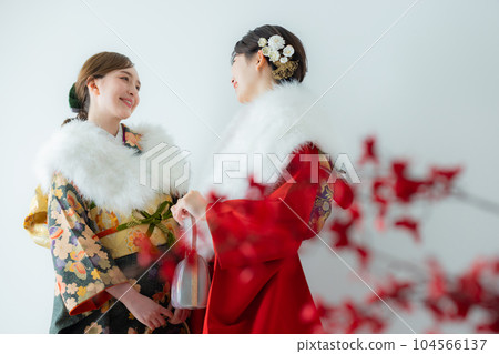 Two women in furisode Two women in furisode 104566137