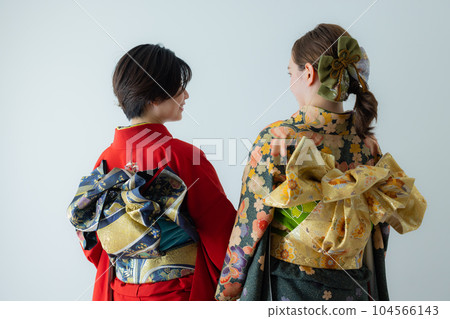 Two women in furisode Two women in furisode 104566143