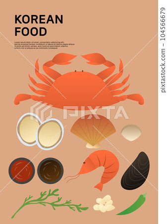 Ingredients for traditional Korean spicy seafood soup. Ingredients for traditional Korean spicy seafood soup. 104566679