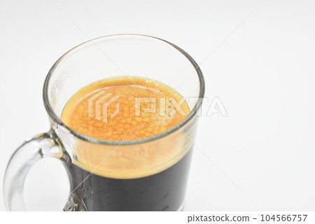 hot black coffee put on white table background hot black coffee put on white table background 104566757