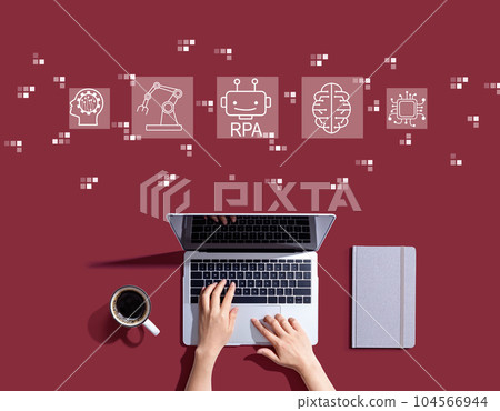 Robotic Process Automation theme with person using a laptop 104566944