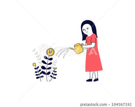 一位女性個人投資者,她種植了搖錢樹並增加了自己的資產 一位女性個人投資者,她種植了搖錢樹並增加了自己的資產 104567191