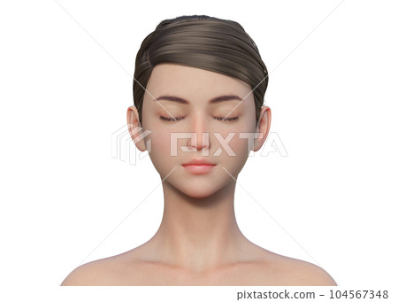 3d 模型女性臉部正面特寫閉著眼睛 104567348