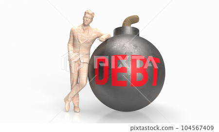 The man and debt bomb for business concept 3d rendering The man and debt bomb for business concept 3d rendering 104567409